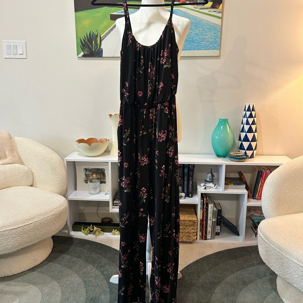 Kaileigh Black Floral Jumpsuit